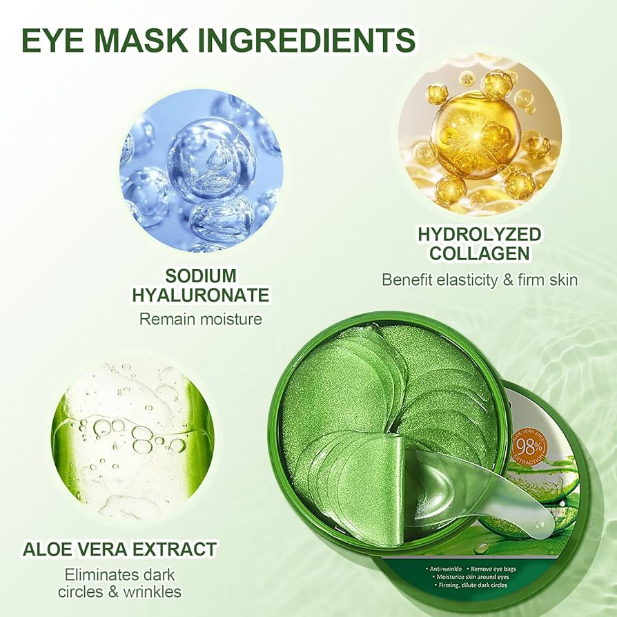 60Pcs Aloe Vera Collagen Eye Mask anti Dark Circles Eyes Bags Moisturizing Anti-Wrinkles Eye Patches Eyes Skin Care Products